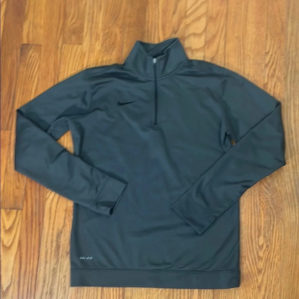 Nike dri-fit quarter zip fleece lined pullover shirt sweatshirt grey men’s s